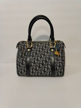 Christian Dior Vintage Navy Blue Trotter Boston Bag Diorissimo Canvas Small EUC